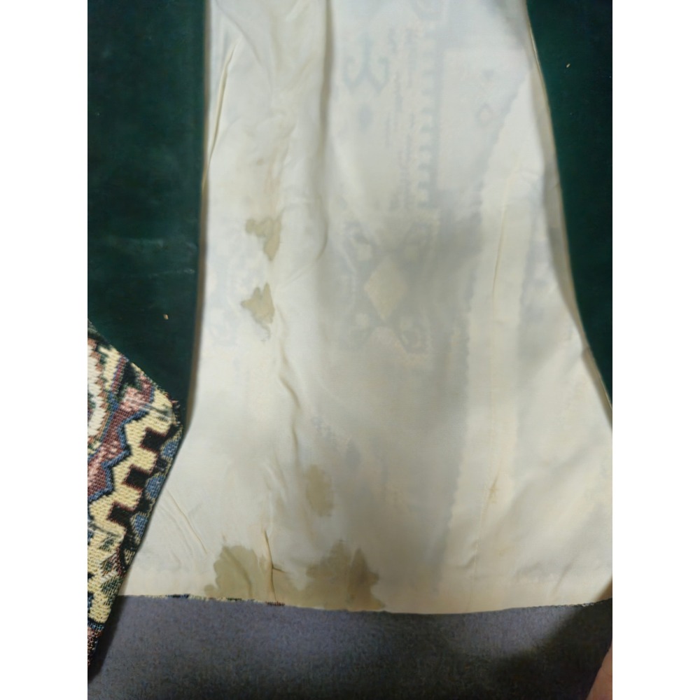 Cassidy's Casuals Vintage Southwestern Tapestry Vest Green Velvet Trim Med READ - Picture 2 of 7